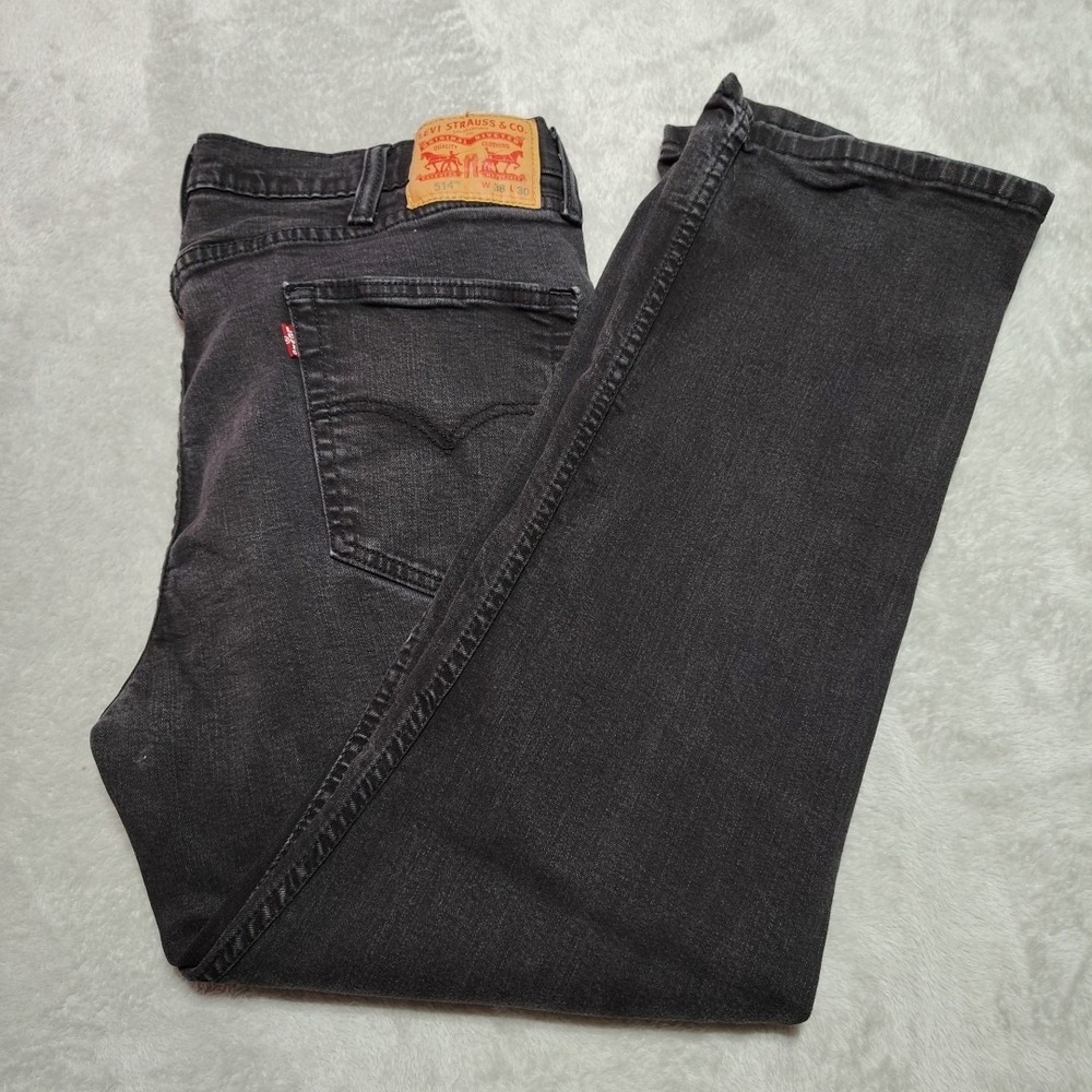 Levis 514 Jeans Men 38x29 Black Straight Fit Stretch Casual Classic Denim Skate
